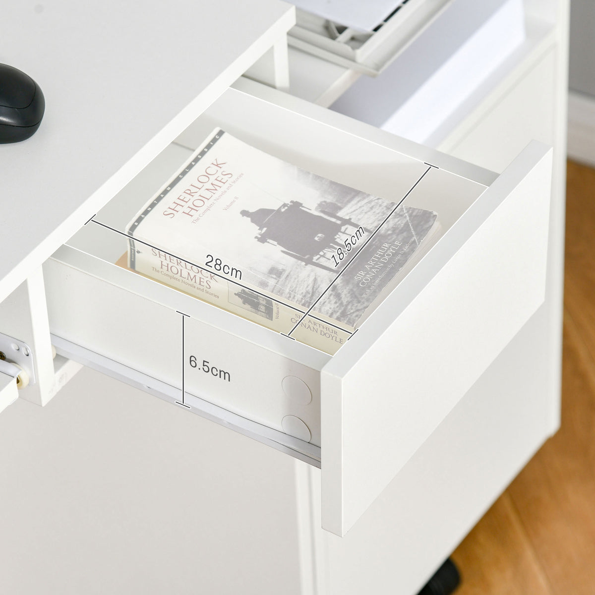 Bureau d'Ordinateur, 80 x 45 x 75 cm, Bureau avec Rangement, Plateau pour Clavier et Tiroir, Blanc – product view 9 | SeeMyMails Marketplace