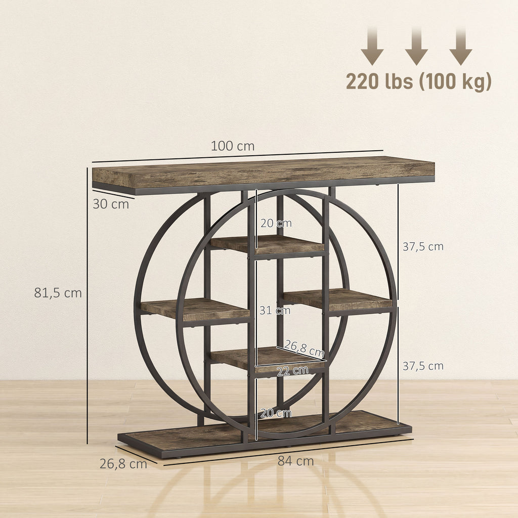 Table Console d'Entrée Meuble d'Entrée Industrielle 6 Étagères Rangement Plateau 4cm 100 x 30 x 81,5 – product image 10 | SeeMyMails Marketplace
