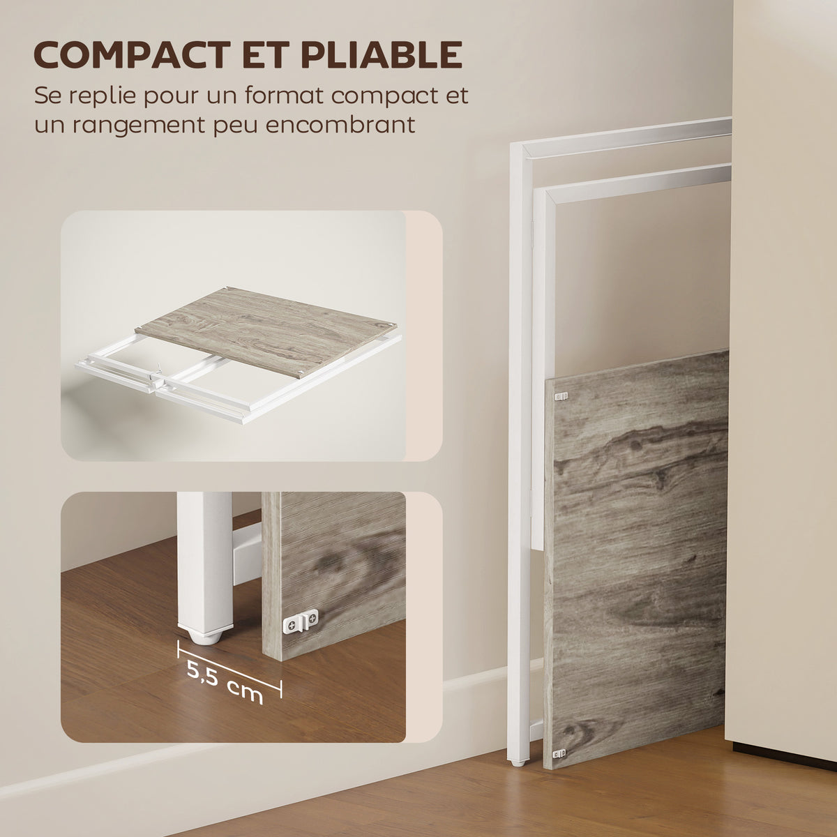 Bureau d'ordinateur pliable avec support d'écran, pour chambre, petits espaces, 100 x 48 x 87,5 cm,  – product view 2 | SeeMyMails Marketplace
