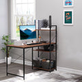 Bureau d'angle avec rangement design Industriel avec bibliothèque 3 étagères panneaux particules asp | SeeMyMails Marketplace