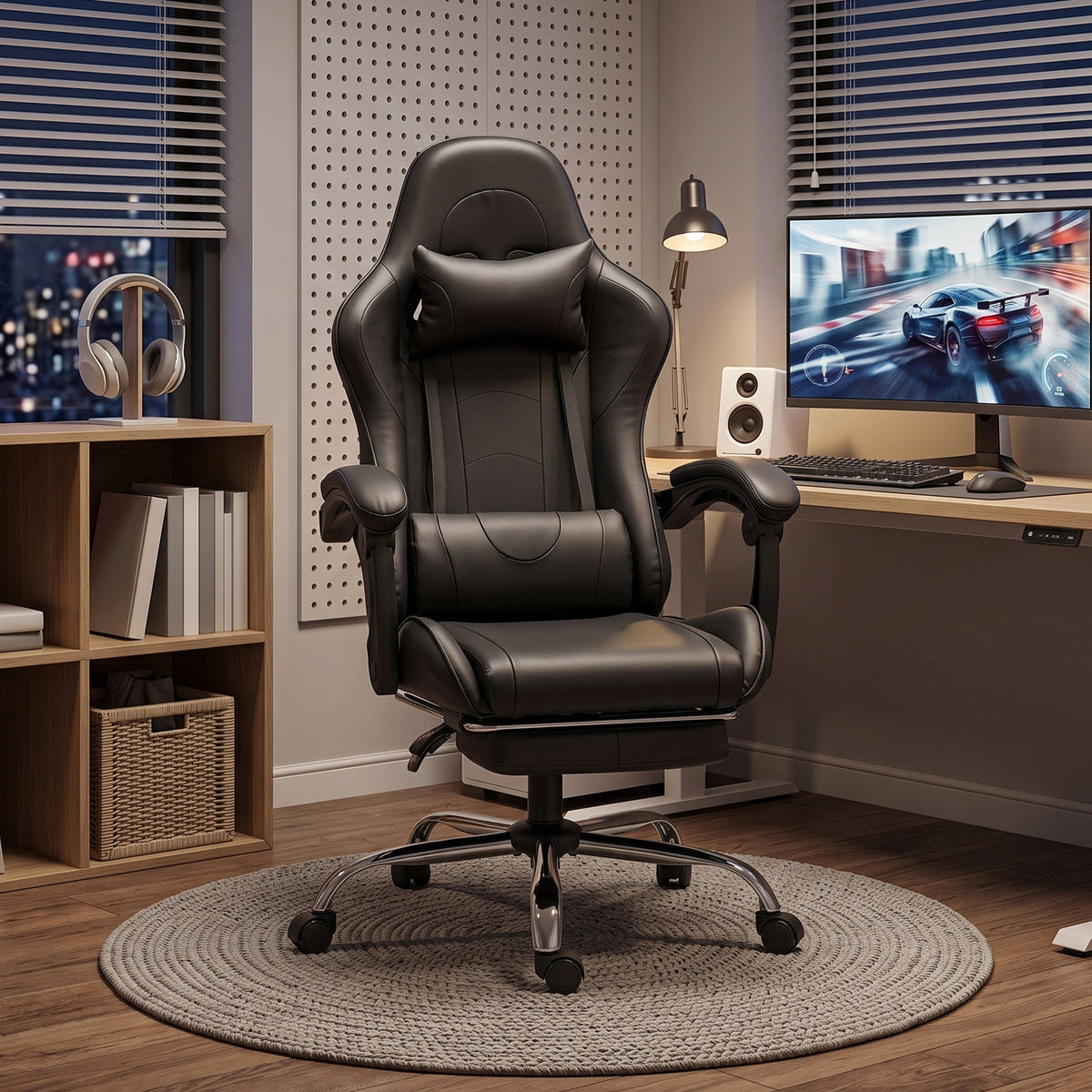 Chaise Gaming Ergonomique avec Coussin Lombaire Massant, Fauteuil Gaming Inclinable en Cuir Synthéti – product view 5 | SeeMyMails Marketplace