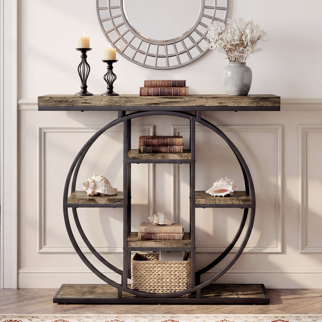 Table Console d'Entrée Meuble d'Entrée Industrielle 6 Étagères Rangement Plateau 4cm 100 x 30 x 81,5 – product image 8 | SeeMyMails Marketplace