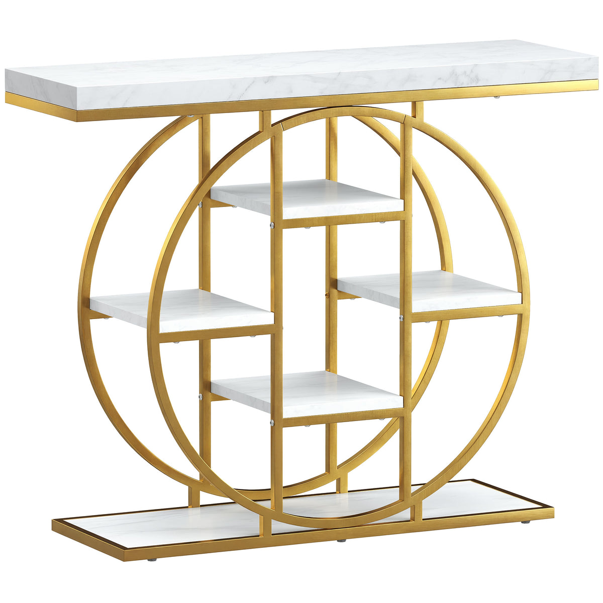 Table Console d'Entrée Meuble d'Entrée Industrielle 6 Étagères Rangement Plateau 4cm 100 x 30 x 81,5 – product view 2 | SeeMyMails Marketplace